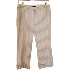 Ann Taylor Petite Beige Striped Cuffed Capris Size 6P